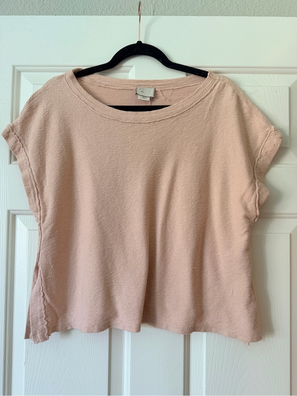 Anthropologie Boxy Short Sleeve Top - Pale Blush